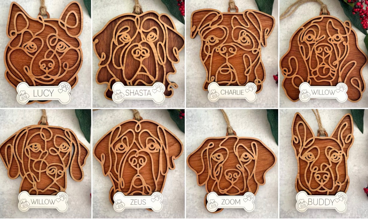 30 DAYS OF ORNAMENT - PERSONALIZED LINE ART DOG ORNAMENT