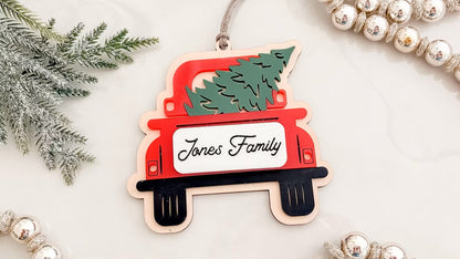 30 DAYS OF ORNAMENT - PERSONALIZED RED TRUCK W/ TREE ORNAMENT