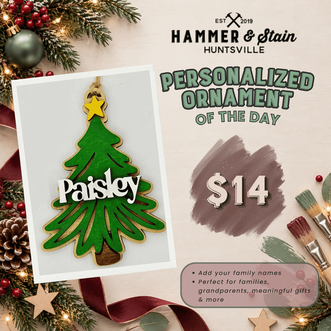 30 DAYS OF ORNAMENT - PERSONALIZED GLITTER CHRISTMAS TREE ORNAMENT
