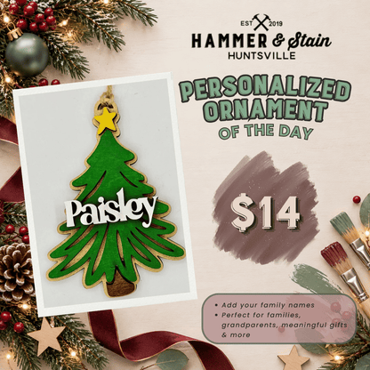 30 DAYS OF ORNAMENT - PERSONALIZED GLITTER CHRISTMAS TREE ORNAMENT