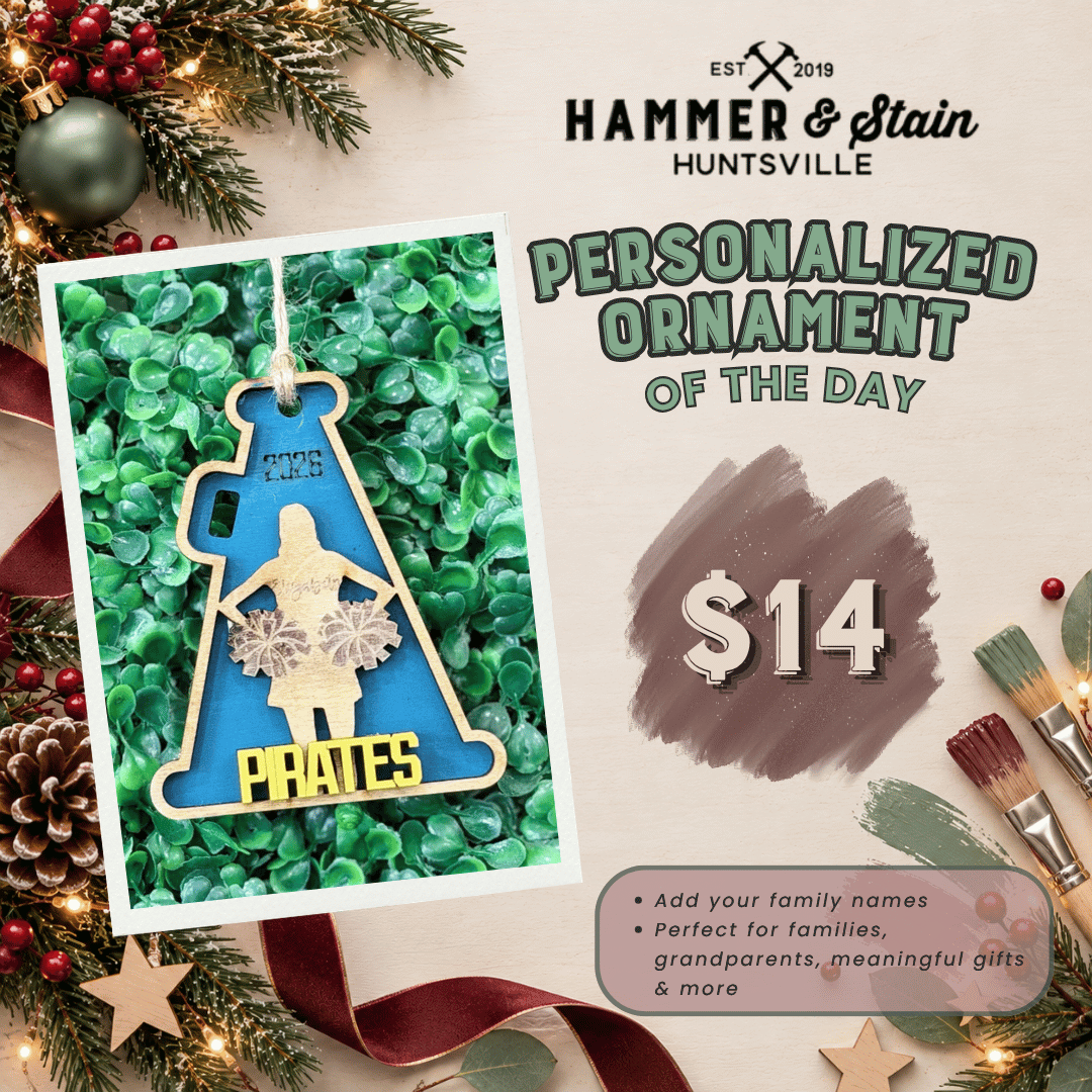 30 DAYS OF ORNAMENT - PERSONALIZED CHEER MEGAPHONE ORNAMENT