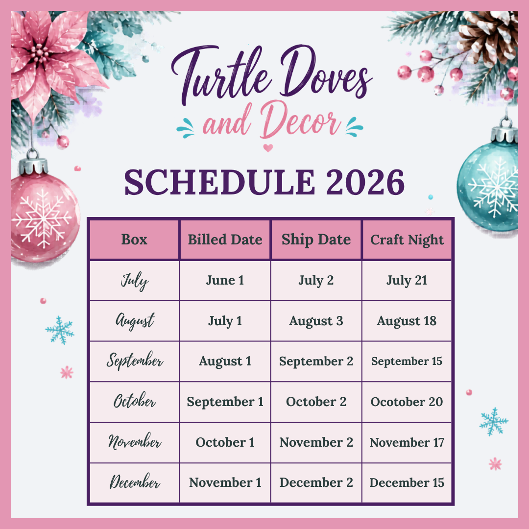 Schedule for Turtle Doves and Decor with Christmas-themed decorations